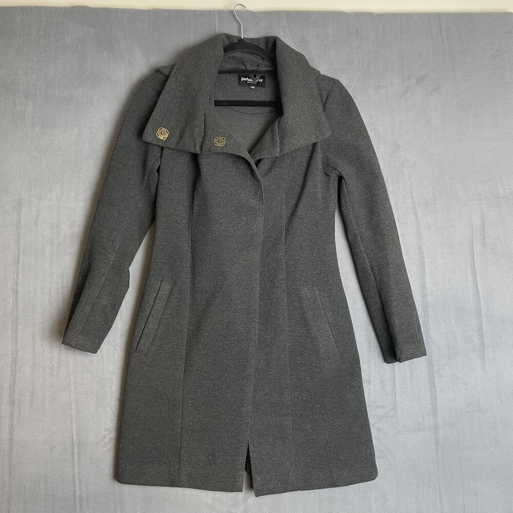Betabrand Coat Womens XS Hooded Wool Blend Asymmetrical Button Dressy Jacket